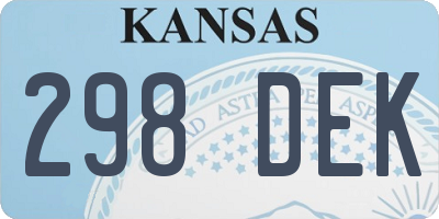 KS license plate 298DEK