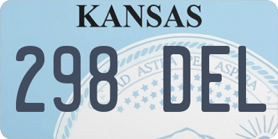 KS license plate 298DEL
