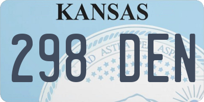 KS license plate 298DEN