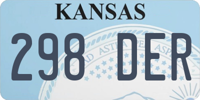 KS license plate 298DER