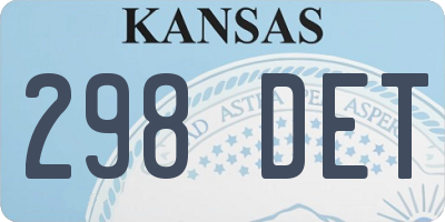 KS license plate 298DET