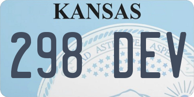 KS license plate 298DEV