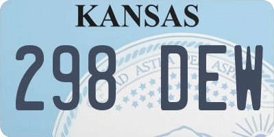 KS license plate 298DEW