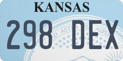 KS license plate 298DEX