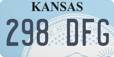 KS license plate 298DFG