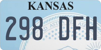 KS license plate 298DFH