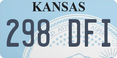 KS license plate 298DFI