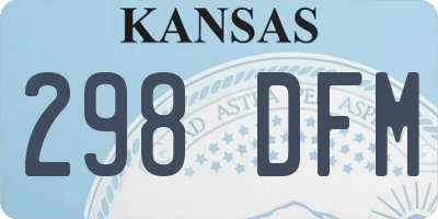 KS license plate 298DFM