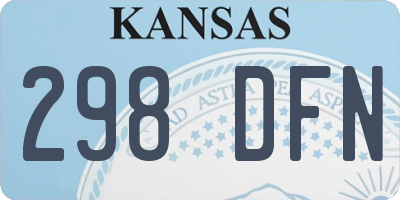 KS license plate 298DFN