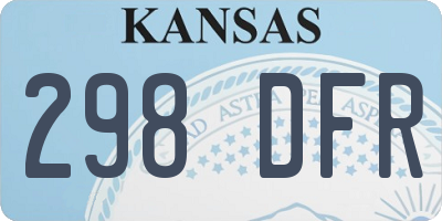 KS license plate 298DFR