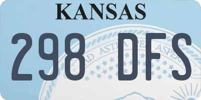 KS license plate 298DFS