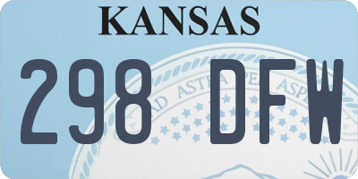 KS license plate 298DFW