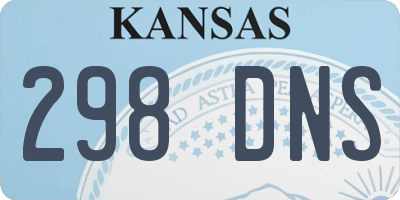 KS license plate 298DNS