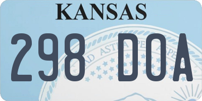 KS license plate 298DOA