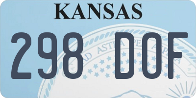 KS license plate 298DOF