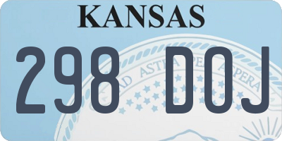 KS license plate 298DOJ
