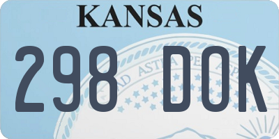KS license plate 298DOK