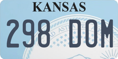 KS license plate 298DOM