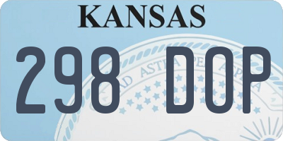 KS license plate 298DOP