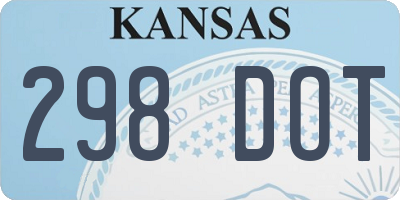 KS license plate 298DOT