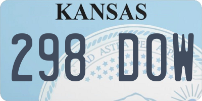 KS license plate 298DOW
