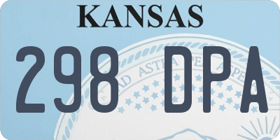 KS license plate 298DPA