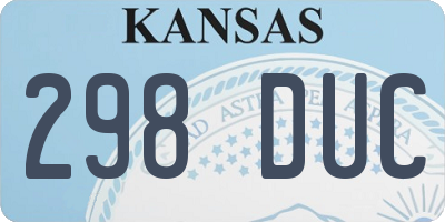 KS license plate 298DUC