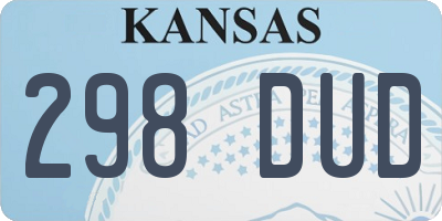 KS license plate 298DUD