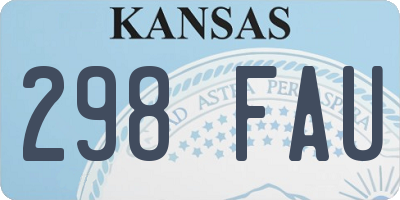 KS license plate 298FAU