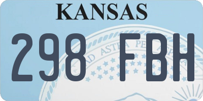 KS license plate 298FBH