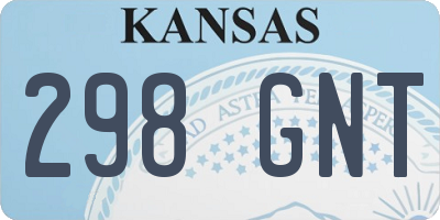 KS license plate 298GNT