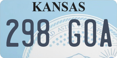 KS license plate 298GOA