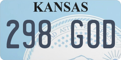 KS license plate 298GOD
