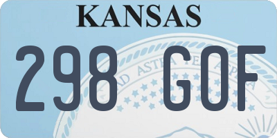 KS license plate 298GOF