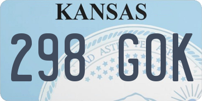 KS license plate 298GOK