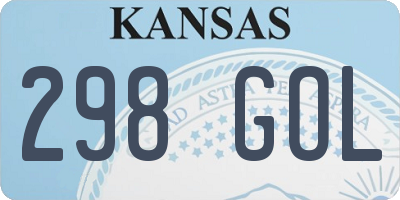 KS license plate 298GOL