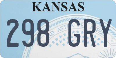 KS license plate 298GRY