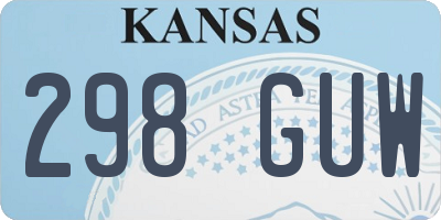 KS license plate 298GUW