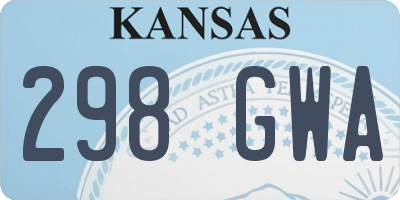 KS license plate 298GWA