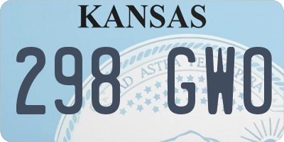 KS license plate 298GWO