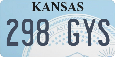 KS license plate 298GYS