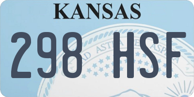 KS license plate 298HSF