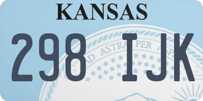 KS license plate 298IJK