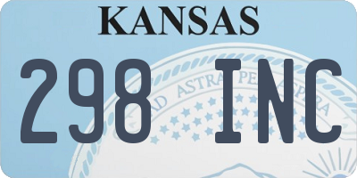 KS license plate 298INC