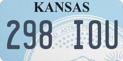 KS license plate 298IOU