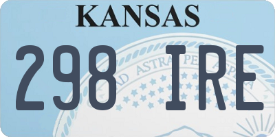 KS license plate 298IRE
