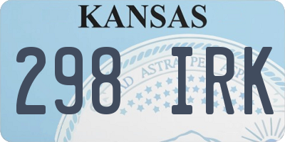KS license plate 298IRK