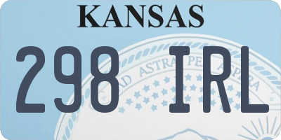 KS license plate 298IRL