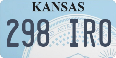 KS license plate 298IRO