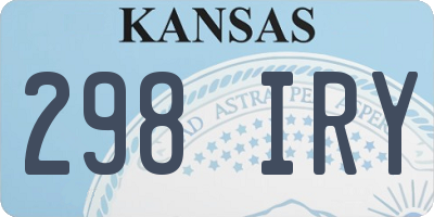 KS license plate 298IRY